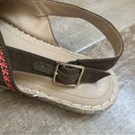 Lands' End Espadrille Low Platform Sandals size 8 Brown with Pink Stitching Photo 3