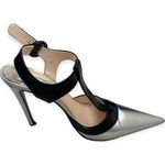 Prada Silver Black Patent Leather Heel Photo 0