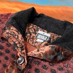 Yak Magik Burnout tapestry Black Red Jacket Large Made in Nepal Boho Silk Blend Photo 3