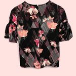 Alfani Cute ruffle woven sleeve floral cherry blossom blouse flowy boho Photo 4