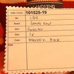 Lands' End  Floral Cardigan Sweater Maroon Pink XL Photo 14