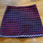 English Factory  Red and Black Plaid Mini Skirt Photo 0