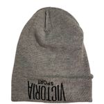 Victoria's Secret  Victoria Sport Logo Knit Beanie Hat Cap Women OS Gray Black NWT Photo 2