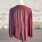 Moulinette Soeurs Anthropologie  Allegra Foil Dot Button Blouse Maroon Size Small Photo 3