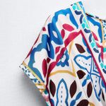 ZARA Colorful Geometric Jumpsuit bohemian short sleeve prints satin effect Photo 6