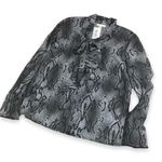 fab'rik Tulle‎ Womens Blouse Size XS Tie Neck Bow Top Snakeskin Print NEW Photo 2