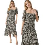 MISA Los Angeles Revolve Misa Diya Midi Maxi Dress Tonal Abstract XS NWT Ruffles Off Shoulder Photo 2