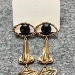 Vintage Style Surreal Eye Nose Lip Earrings Gold Tone Statement Art Dangle Photo 4