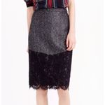 J.Crew The Perfect Party Wool Pencil Skirt Women's 4 Gray Black Lace Career Photo 3