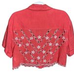 Free People Wild One Crop Top button up sz S bright coral Photo 3