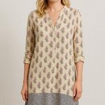 ZARA Woman Cream & Purple Floral Geometric Silk Blend High Low Shirt Dress Photo 0