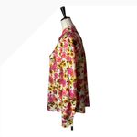Ann Taylor  Shirt Women 8 Pink Yellow Floral Silk Cotton Button Down Preppy Boho Photo 4