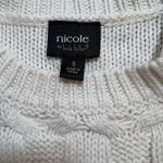 Nicole Miller  Cable Knit Fisherman Sweater Size S Cream Cottagecore Coastal‎ Photo 3