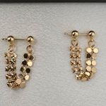 Elegant Metal Sequin Dangle Drop Earrings for Women Gold Photo 0