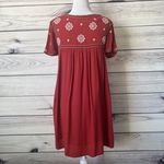 Abercrombie & Fitch Rust Orange-Red Embroidered Cutout Shift Dress Photo 7