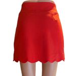 HOPE & HARLOW Bright Red Mini Skort Short Scalloped Summer Skirt ~ Womens 8P Photo 1