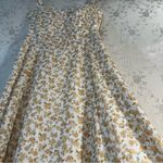 Moon River Cream Yellow Floral Print Lace Corset Midi Dress Small Brunch Girly Photo 13