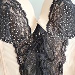 Victoria's Secret [] Y2K Pink Black Eyelet Lace Corset Push Up Bustier Top Sz 36D Photo 4