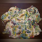 NWT Maeve by Anthropologie Frankie off‎ the shoulder Paisley sz medium Green Photo 4