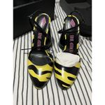 The Attico Luz Block Cone Heel Ankle Strap Pumps Yellow Black Size 36 Photo 26