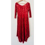 Rod's Western Dusty Red Fields Velvet Lace Tiered Women’s Dress Medium Cowgirl Blue Photo 3
