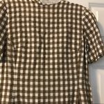 Vintage 1960s Gingham Pleated Dress White … Brown Size undefined Photo 13