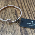NWT KATE SPADE YOURS TRULY HEART PAVE OPEN HINGE ROSE GOLD CUFF BRACELET Photo 0