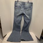 Woman’s Aeropostale Cassie Super Low Rise Flare Blue Jeans Size 8R Distressed Photo 4