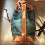 Ralph Lauren  Black Watch Plaid Leather Drawstring Bucket Tote Shoulder Bag Photo 3
