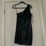 Forever 21 Black Faux Leather One-Shoulder Dress Photo 1