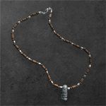 Vintage 90s Handcrafted Wooden Beaded Necklace Tribal Pendant Boho Surfer Unisex Brown Photo 2