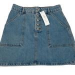Topshop  Womens Jean Skirt Denim Straight Button Fly Pocket Blue‎ Size 4 NWT Photo 0