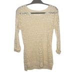 Pink Rose  Cream‎ Crochet Scoop Neck Pullover Sweater Womens Large Feminine Boho Photo 1