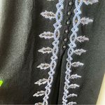 Vintage Black Knit Short Sleeve Embroidered Button Front Maxi Dress with Slit S Purple Photo 1