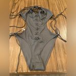 SKIMS  lace up monokini one piece swimsuit gunmetal 4X NWT! Photo 6