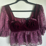 Current Mood  Velvet and Lace Plum Crop Top Photo 0