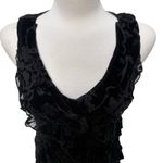 Robbie Bee VTG Y2K Velvet Burnout Mini Dress Sz 8P Black Ruffles Whimsigoth Hoco Photo 7