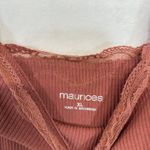 Maurice's XL Rouge Pink Solid Lace Trim Ribbed Tank Top Y2K Retro Babydoll Cute Photo 3