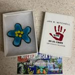 New Handcrafted Floral Glass Art Brooch | Pin | Jan R Mitchell Blue Photo 0