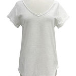 Cut Loose Raw Edge White Jersey Cotton/Linen V Photo 0