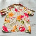 Havana Jack's Cafe Womans Size LG Hibiscus Short Sleeve Hawaiian Shirt Tan Photo 4