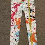 NWOT Splattered Paint White and Colorful Activewear Leggings Photo 5