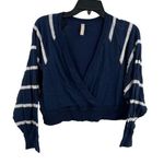 Free People  Cropped Wrap Long Sleeve Navy Top XS Photo 0