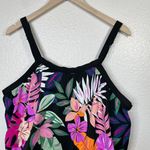 Swim Solutions Women's Floral Multicolor Underwire Tankini swimsuit Top Size 24W Black Photo 2