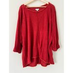 Sundance  Ariane Top 100% Linen Dolman Sleeve Fringe Red Orange Small Oversized Photo 1