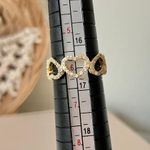 Heart Link Gold Ring Rhinestones Pave Inset Girly Girlhoodcore Feminine Classic Jewelry Photo 9