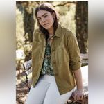 J Jill shirt jacket olive green button front boxy shacket XL Photo 8
