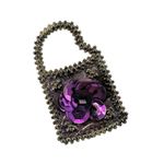Danscraft silver tone purple flower brooch purse Photo 0