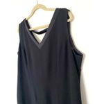 Amanda Smith A Line Black LBD Sleeveless Satin Trim Zip Up V Neck Dress Sz 20W Photo 4