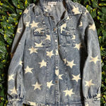 Macaron 100% Cotton Oversized Button Up Denim Jacket Sz Small Blue Photo 0